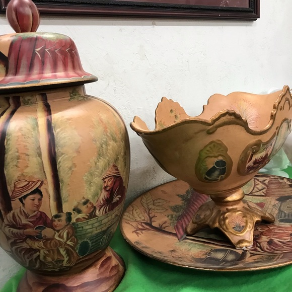 Vintage Oriental set,  plate / jar/ bowl - Picture 3 of 16